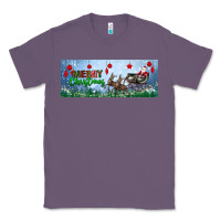 Lavender merry christmas with santa sleigh Classic Tee - BundleAndBundleShop