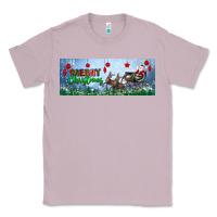 Lilac merry christmas with santa sleigh Classic Tee - BundleAndBundleShop