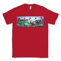 Red merry christmas with santa sleigh Classic Tee - BundleAndBundleShop
