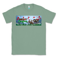 Sage merry christmas with santa sleigh Classic Tee - BundleAndBundleShop