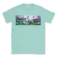 Seafoam merry christmas with santa sleigh Classic Tee - BundleAndBundleShop