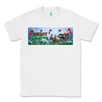 White merry christmas with santa sleigh Classic Tee - BundleAndBundleShop