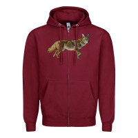Burgundy coyote Zipper Hoodie - LillyAllenDesigns