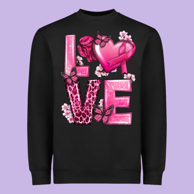 Love Cancer With Heart Heavyweight Sweatshirt Designed By Texasbilliewilder