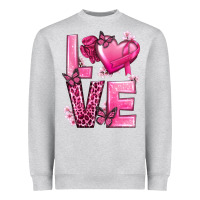 Heather Grey Love Cancer with Heart Heavyweight Sweatshirt - texasbilliewilder