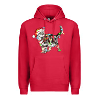 Cardinal christmas american shorthair cat Premium Hoodie - LillyAllenDesigns