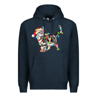 Navy christmas american shorthair cat Premium Hoodie - LillyAllenDesigns