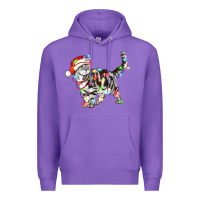 Purple christmas american shorthair cat Premium Hoodie - LillyAllenDesigns