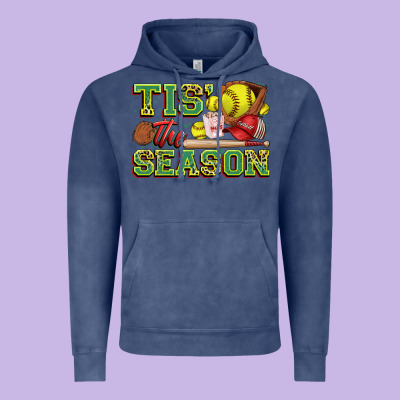 Tis' The Season Softball Vintage Hoodie Designed By Zillion Design Studio