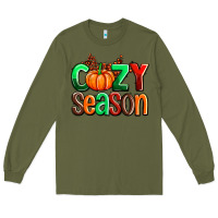 Army Green cozy season with fall colors palette and pumpkin Long Sleeve Tee - AdoDesignShop