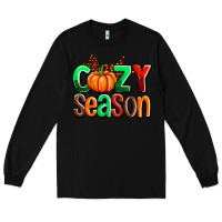 Black cozy season with fall colors palette and pumpkin Long Sleeve Tee - AdoDesignShop
