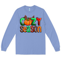 Colony Blue cozy season with fall colors palette and pumpkin Long Sleeve Tee - AdoDesignShop