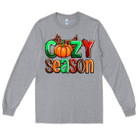 Heather Grey cozy season with fall colors palette and pumpkin Long Sleeve Tee - AdoDesignShop