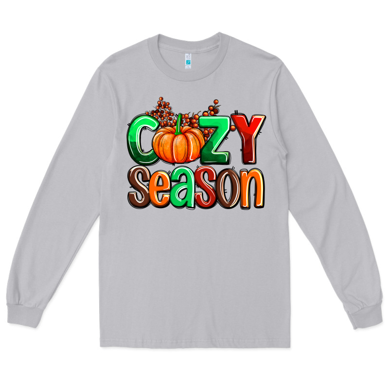Cozy Season With Fall Colors Palette And Pumpkin Long Sleeve Tee by AdoDesignShop | Teevron