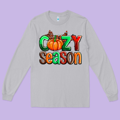 Cozy Season With Fall Colors Palette And Pumpkin Long Sleeve Tee Designed By Adodesignshop