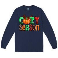Navy cozy season with fall colors palette and pumpkin Long Sleeve Tee - AdoDesignShop