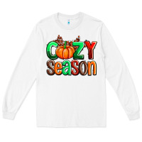 White cozy season with fall colors palette and pumpkin Long Sleeve Tee - AdoDesignShop