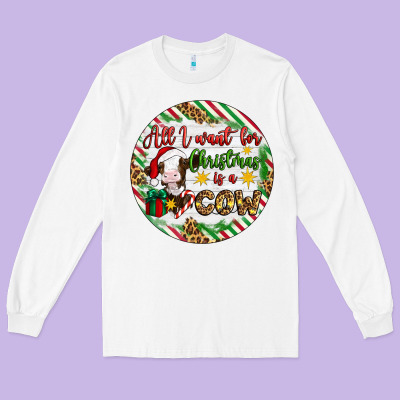 Christmas All I Want For Christmas Is A Cow Long Sleeve Tee Designed By Artiststas