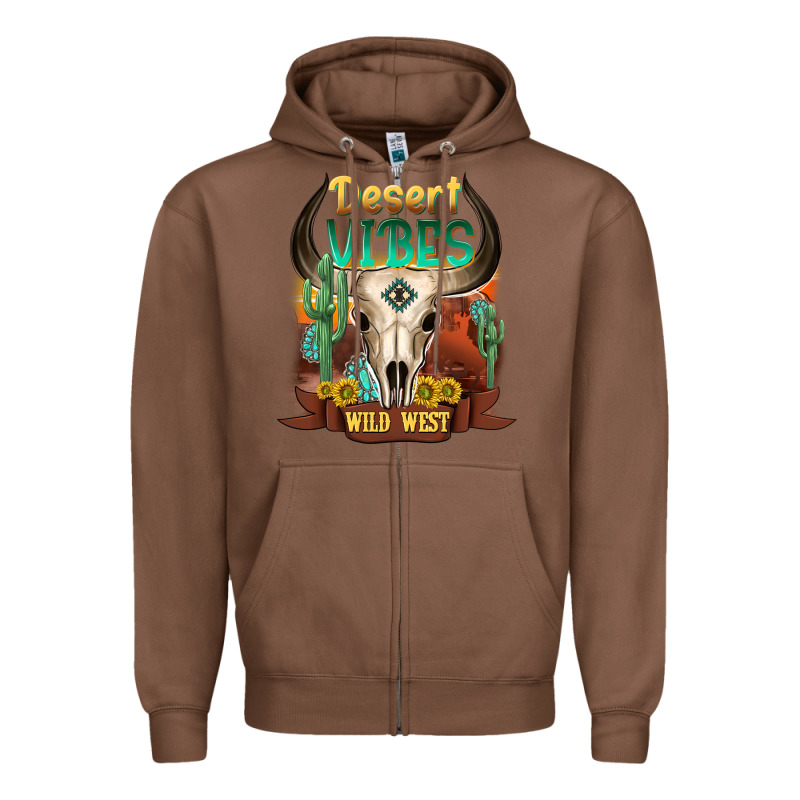 Desert Vibes Wild West Zipper Hoodie by NancyCooperArtShop | Teevron
