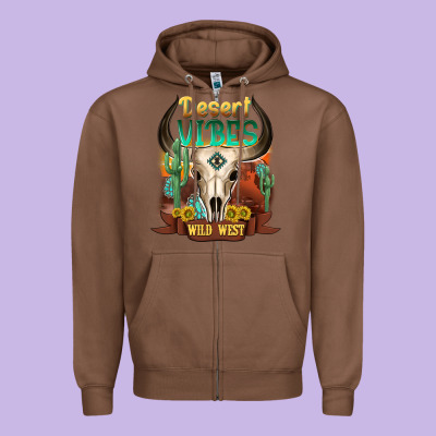 Desert Vibes Wild West Zipper Hoodie Designed By Nancycooperartshop