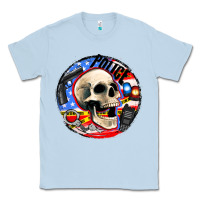 Dusty Blue police skull and police equipment Classic Tee - AdoDesignShop