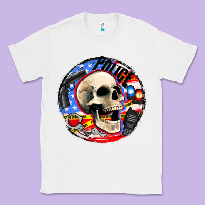 Police Skull And Police Equipment Classic Tee Designed By Adodesignshop