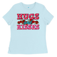 Baby Blue hugs and kisses valentines Ladies Tee - AdoDesignShop