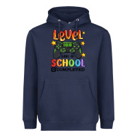Navy level 100 days of school completed Heavyweight Hoodie - MaliasSmallBusiness