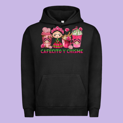 Cafecito Y Chisme With Coffee Cups Urban Hoodie Designed By Texasbilliewilder