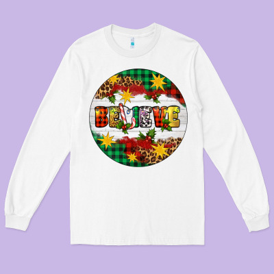 Christmas Believe Long Sleeve Tee Designed By Artiststas