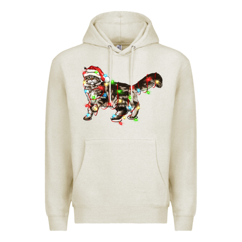 Christmas Christmas Maine Coon Cat Cat Premium Hoodie by LillyAllenDesigns | Teevron