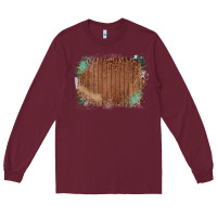 Burgundy Wood Glitter Leopard Pattern Frame Long Sleeve Tee - Bettercallsaul