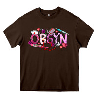 Chocolate Brown Valentine OBGYN Heavy Core Tee - CowhideDigitalArt