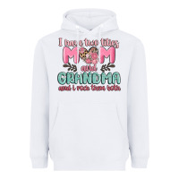 White i have two titles mom and grandma and i rock them Heavyweight Hoodie - MaliasSmallBusiness