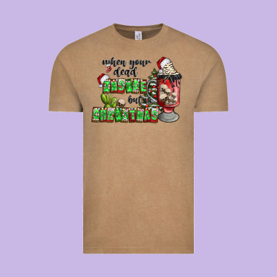 When Your  Dead Insıde But Is Christmas Vintage Tee Designed By Cowhidedigitalart