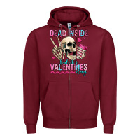 Burgundy dead inside but it's valentines day Zipper Hoodie - Jasminsmagicworld