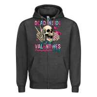 Charcoal Heather dead inside but it's valentines day Zipper Hoodie - Jasminsmagicworld