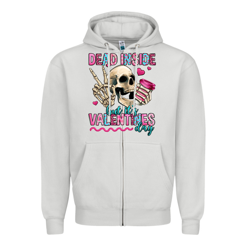 Dead Inside But It's Valentines Day Zipper Hoodie by Jasminsmagicworld | Teevron