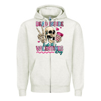 Oatmeal Heather dead inside but it's valentines day Zipper Hoodie - Jasminsmagicworld