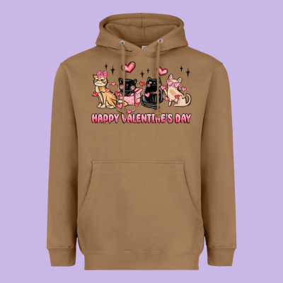 Happy Valentines Day Cats Heavyweight Hoodie Designed By Maliassmallbusiness