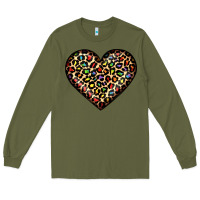 Army Green pride leopard heart Long Sleeve Tee - JahusDesignShop