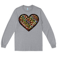 Heather Grey pride leopard heart Long Sleeve Tee - JahusDesignShop