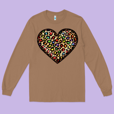 Pride Leopard Heart Long Sleeve Tee Designed By Jahusdesignshop