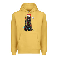 Antique Gold christmas newfoundland dog Premium Hoodie - LillyAllenDesigns