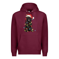 Burgundy christmas newfoundland dog Premium Hoodie - LillyAllenDesigns