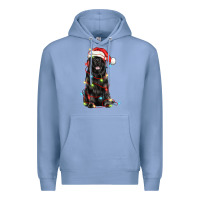 Colony Blue christmas newfoundland dog Premium Hoodie - LillyAllenDesigns
