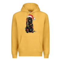 Mustard christmas newfoundland dog Premium Hoodie - LillyAllenDesigns