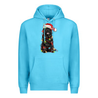 Ocean Blue christmas newfoundland dog Premium Hoodie - LillyAllenDesigns