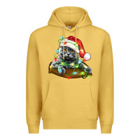 Antique Gold christmas scottish fold cat Premium Hoodie - LillyAllenDesigns