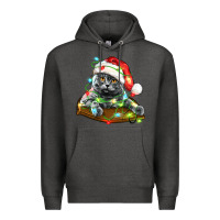 Charcoal Heather christmas scottish fold cat Premium Hoodie - LillyAllenDesigns
